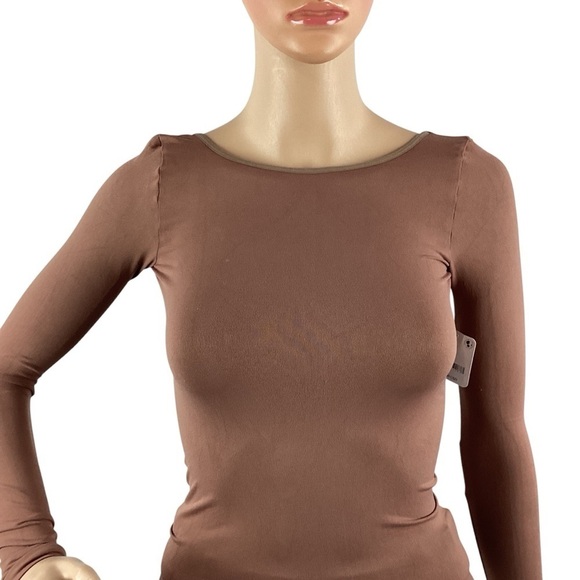 Free People Intimately Low Back Seamless Long Sleeve Top Withered Rose XS/S - Picture 2 of 6